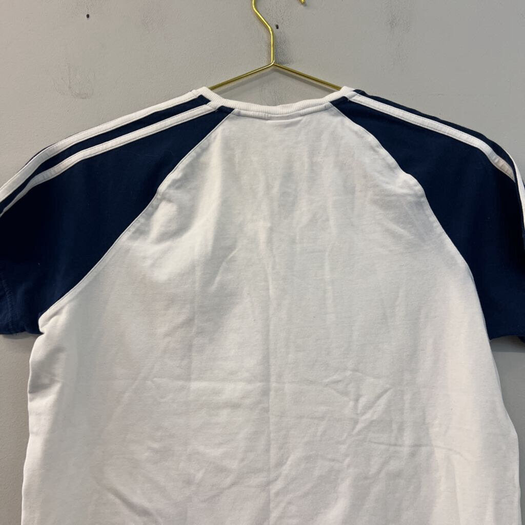 Adidas White/ Navy Logo Short Sleeve Top Medium