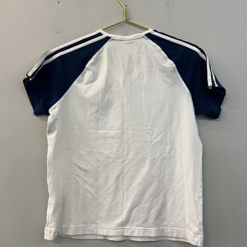 Adidas White/ Navy Logo Short Sleeve Top Medium