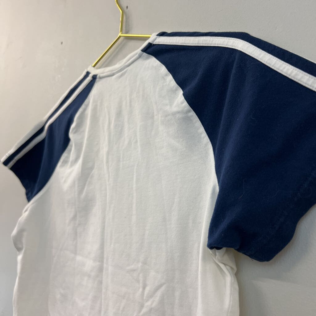 Adidas White/ Navy Logo Short Sleeve Top Medium