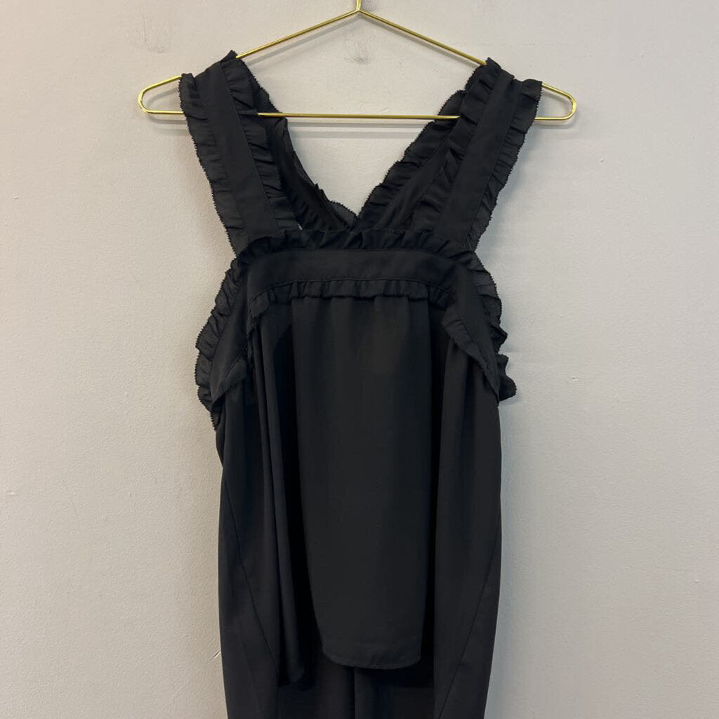 J Crew Black Ruffle Cross Strap Top 10
