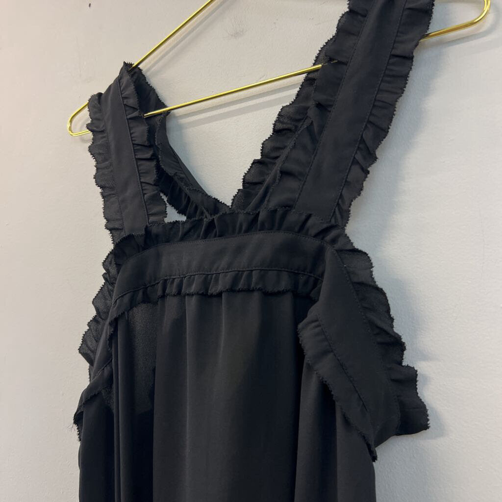 J Crew Black Ruffle Cross Strap Top 10