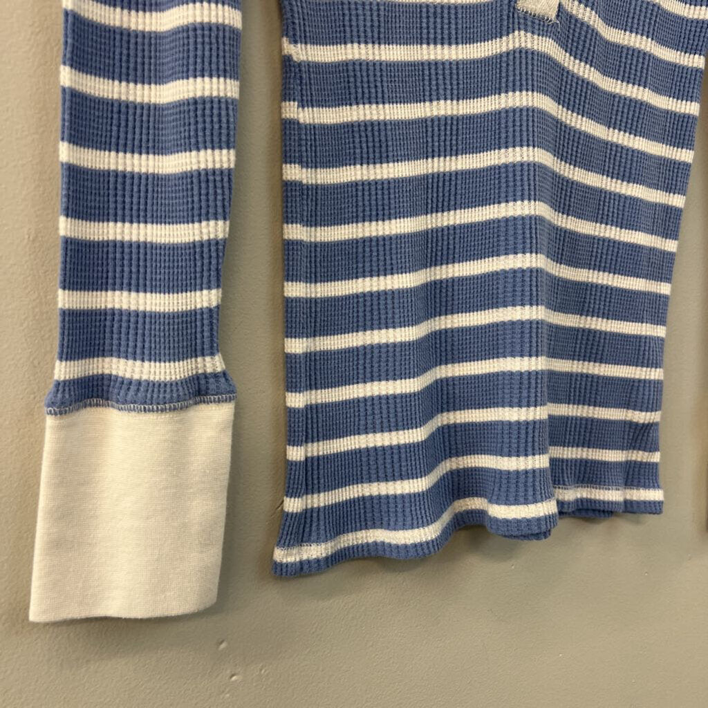 Aerie Blue/ White Striped Long Sleeve Henley Top Small