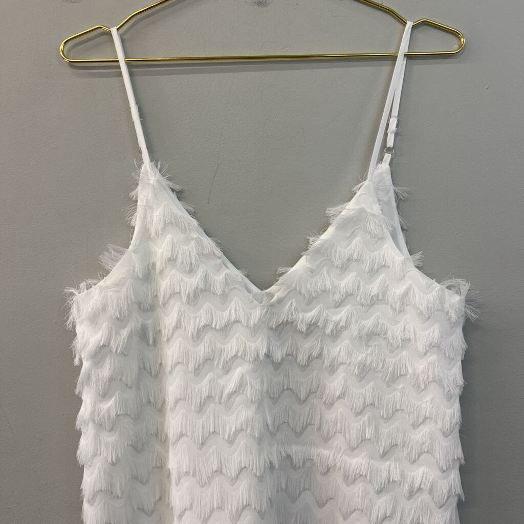 Cupshe White Frayed Print Tank Top Small