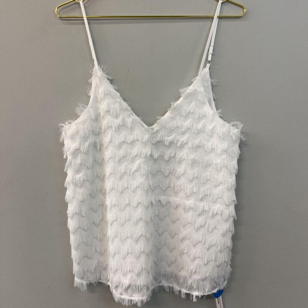 Cupshe White Frayed Print Tank Top Small