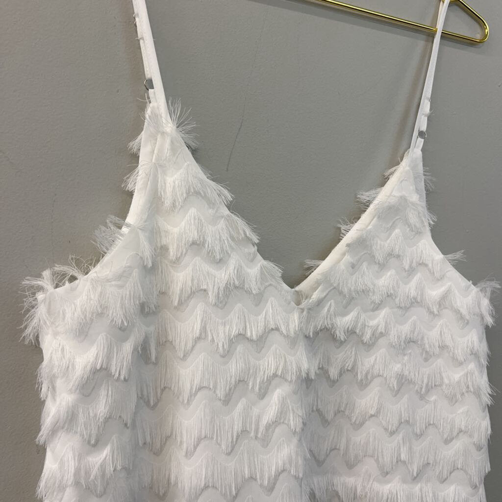 Cupshe White Frayed Print Tank Top Small