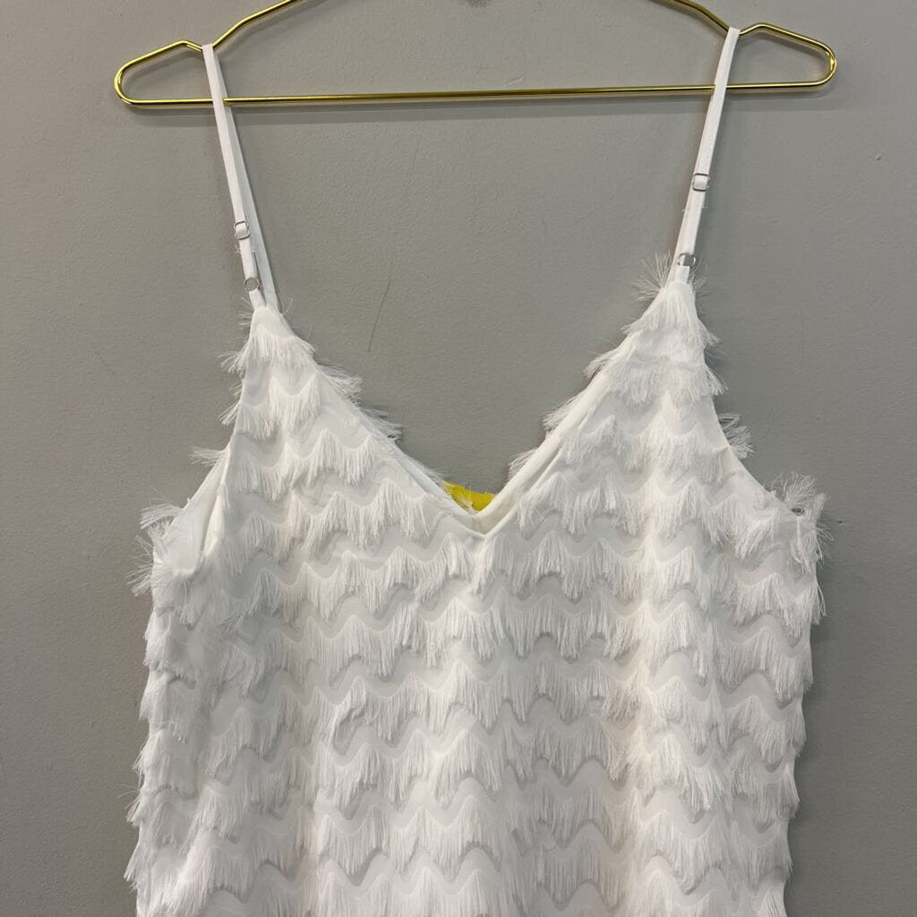 Cupshe White Frayed Print Tank Top Small
