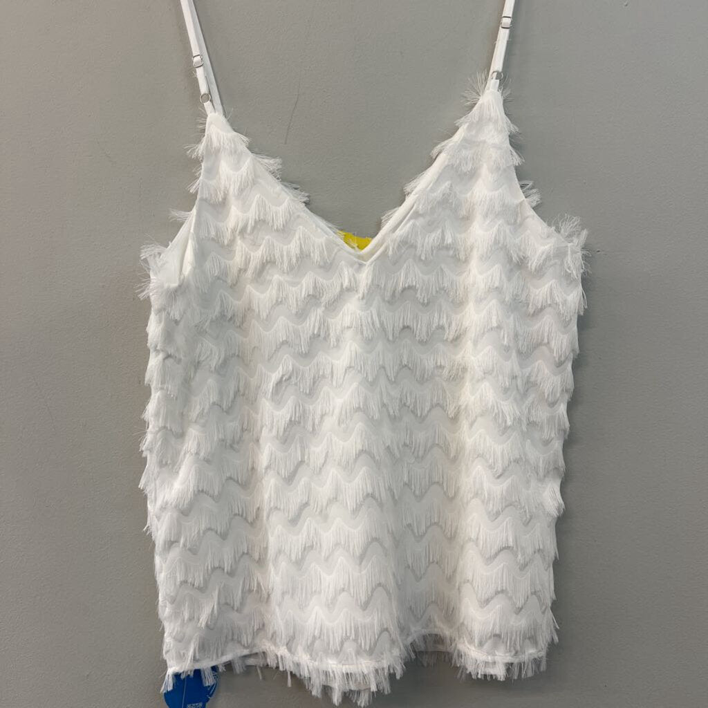 Cupshe White Frayed Print Tank Top Small