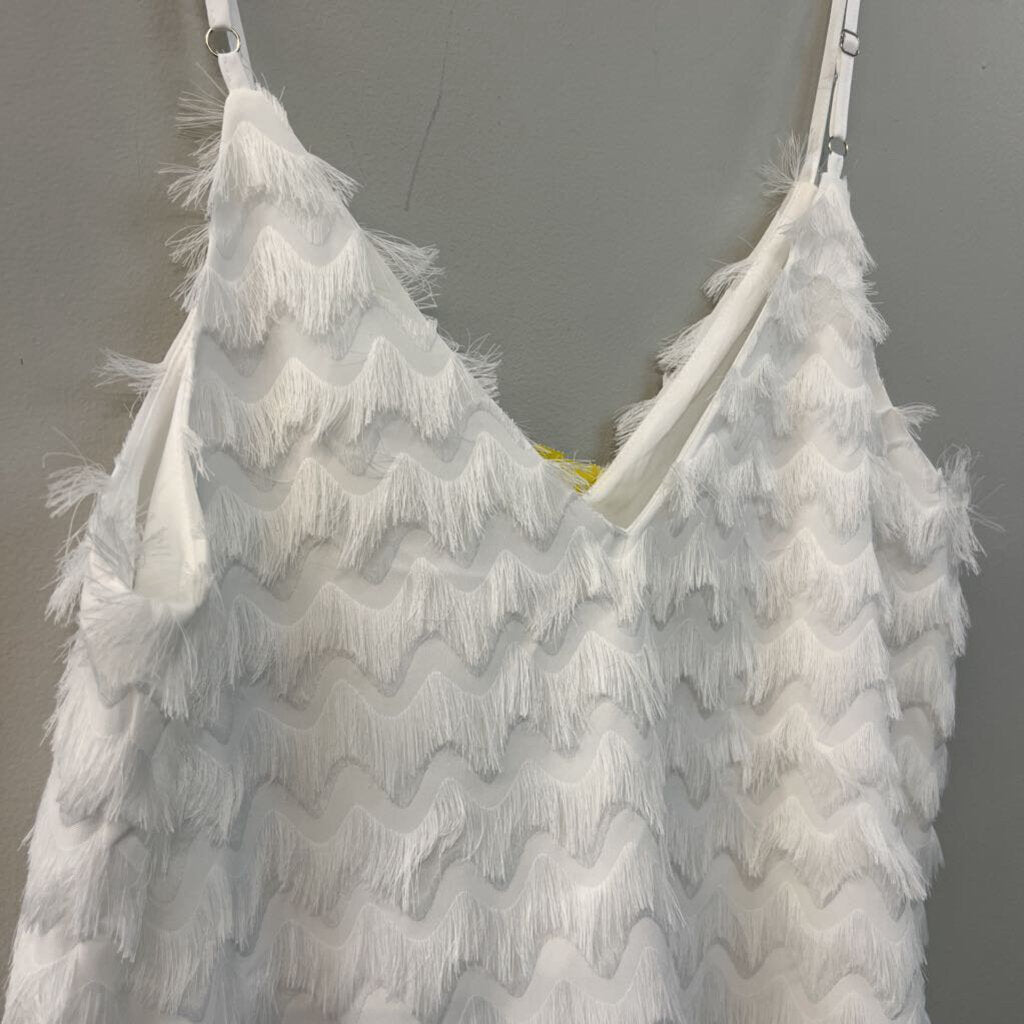 Cupshe White Frayed Print Tank Top Small