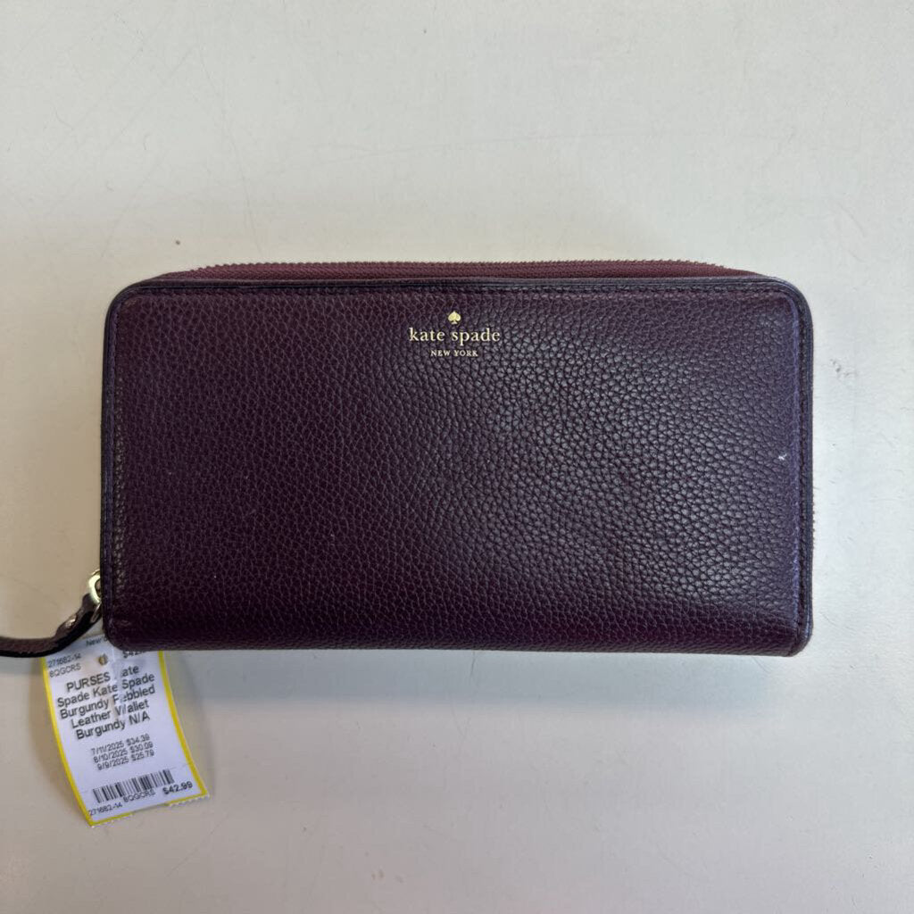 Kate Spade Burgundy Pebbled Leather Wallet