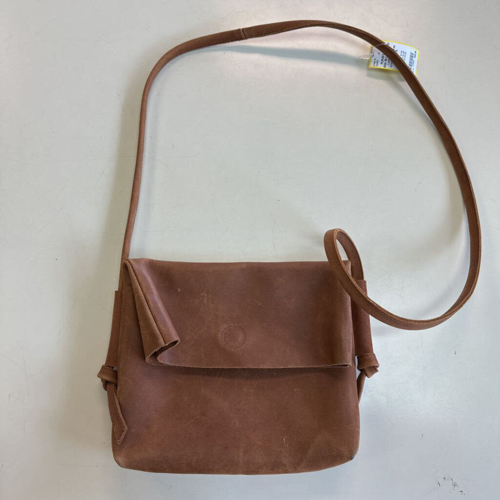 Able Brown Leather Lomi Foldover Crossbody Purse