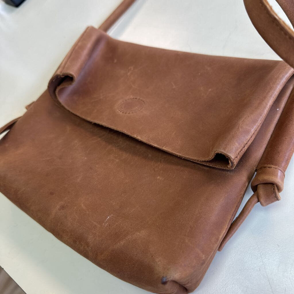 Able Brown Leather Lomi Foldover Crossbody Purse