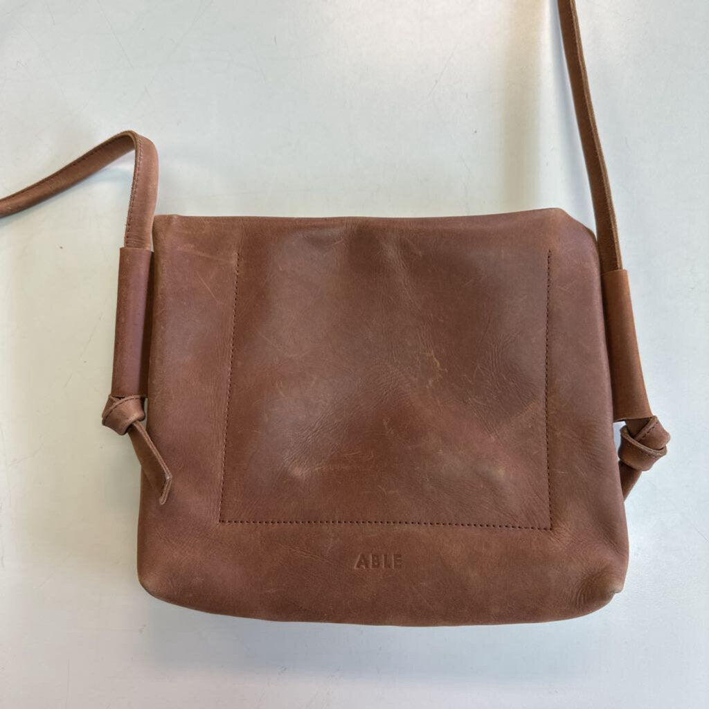 Able Brown Leather Lomi Foldover Crossbody Purse