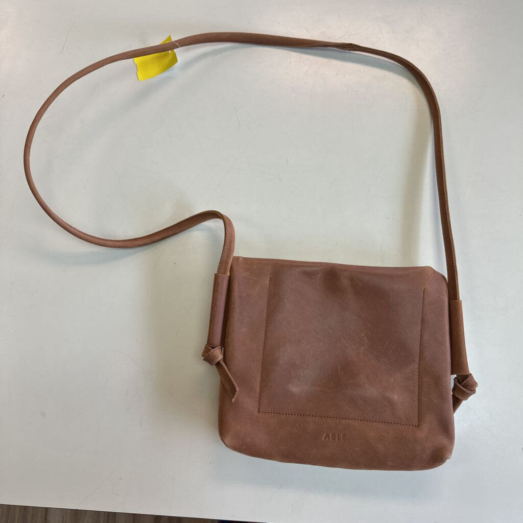 Able Brown Leather Lomi Foldover Crossbody Purse