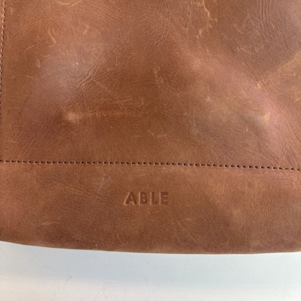 Able Brown Leather Lomi Foldover Crossbody Purse