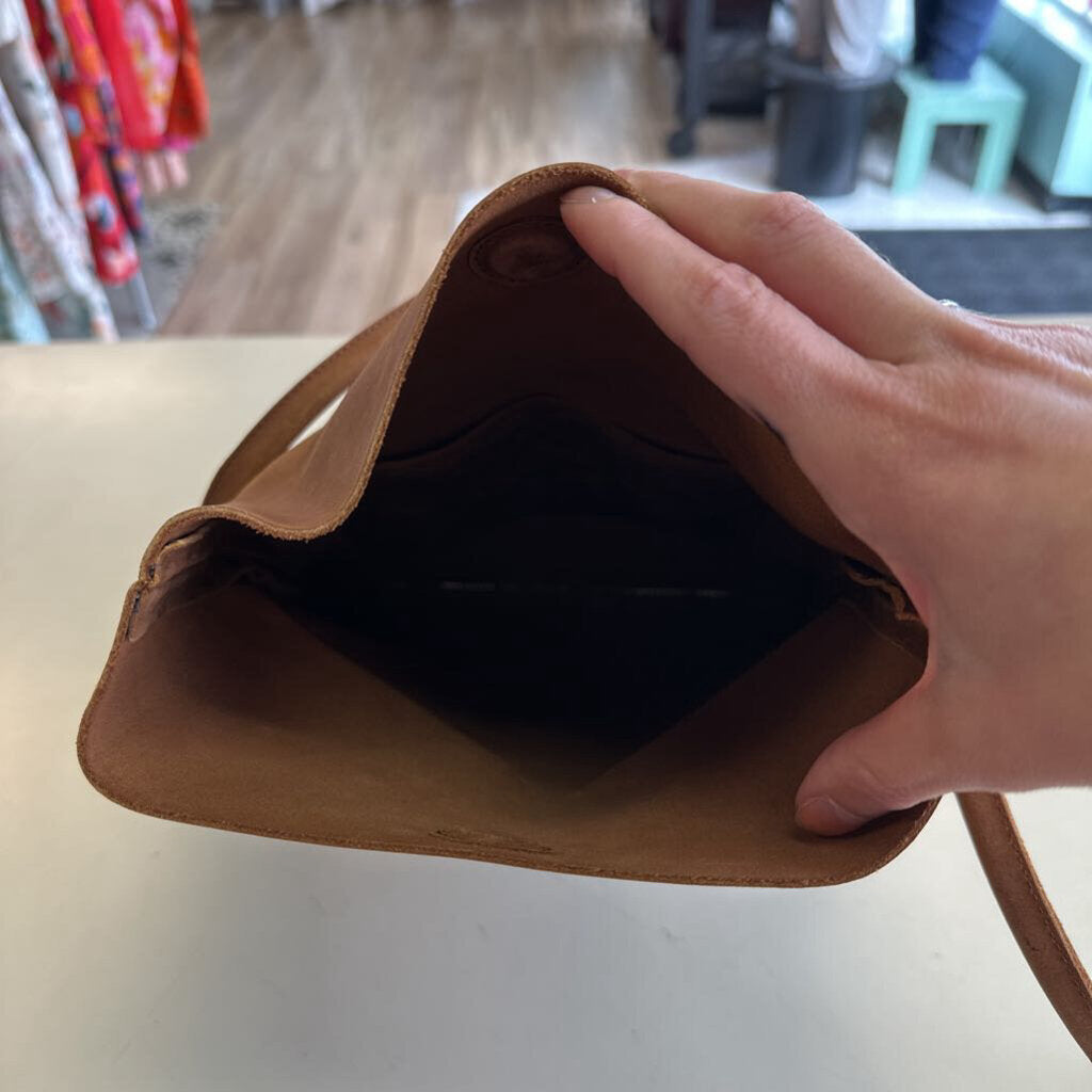 Able Brown Leather Lomi Foldover Crossbody Purse