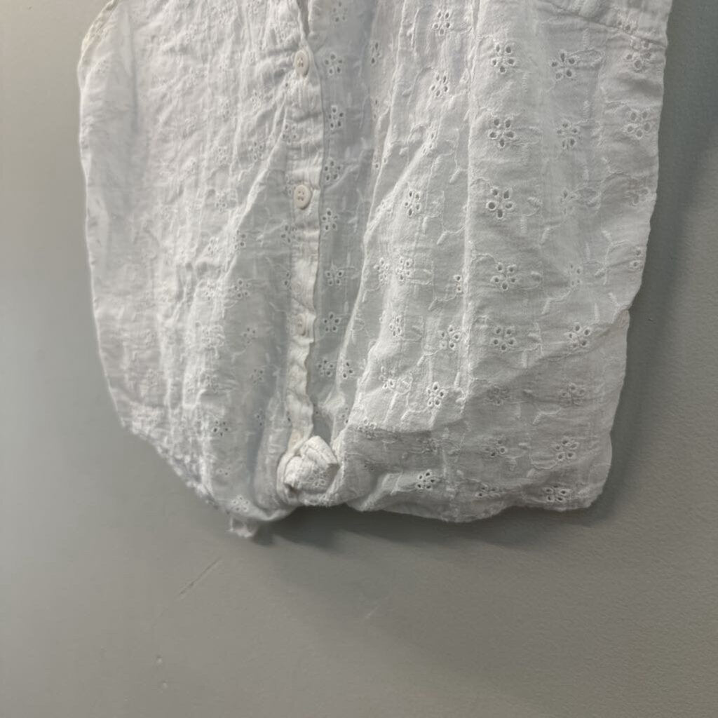 Cotton On White Eyelet Sleeveless Button Down Top Medium