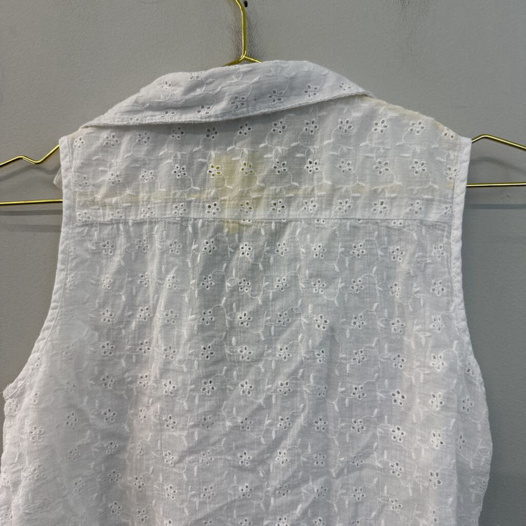 Cotton On White Eyelet Sleeveless Button Down Top Medium