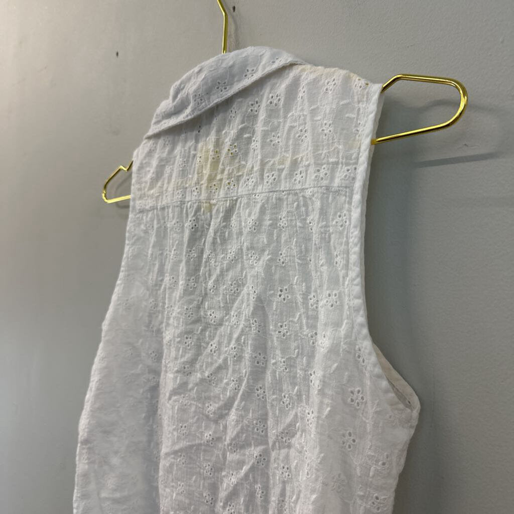 Cotton On White Eyelet Sleeveless Button Down Top Medium