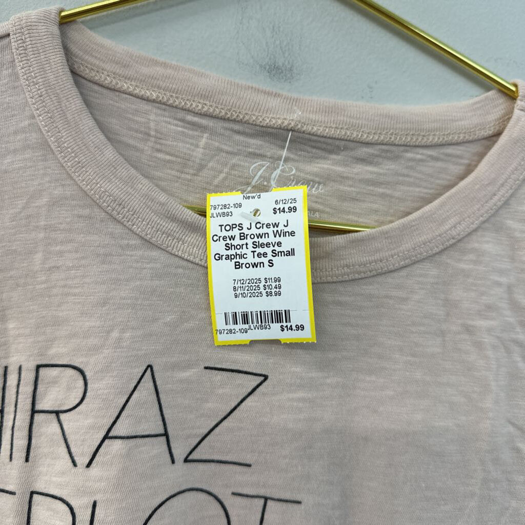J Crew Brown Wine Short Sleeve Graphic Tee Small