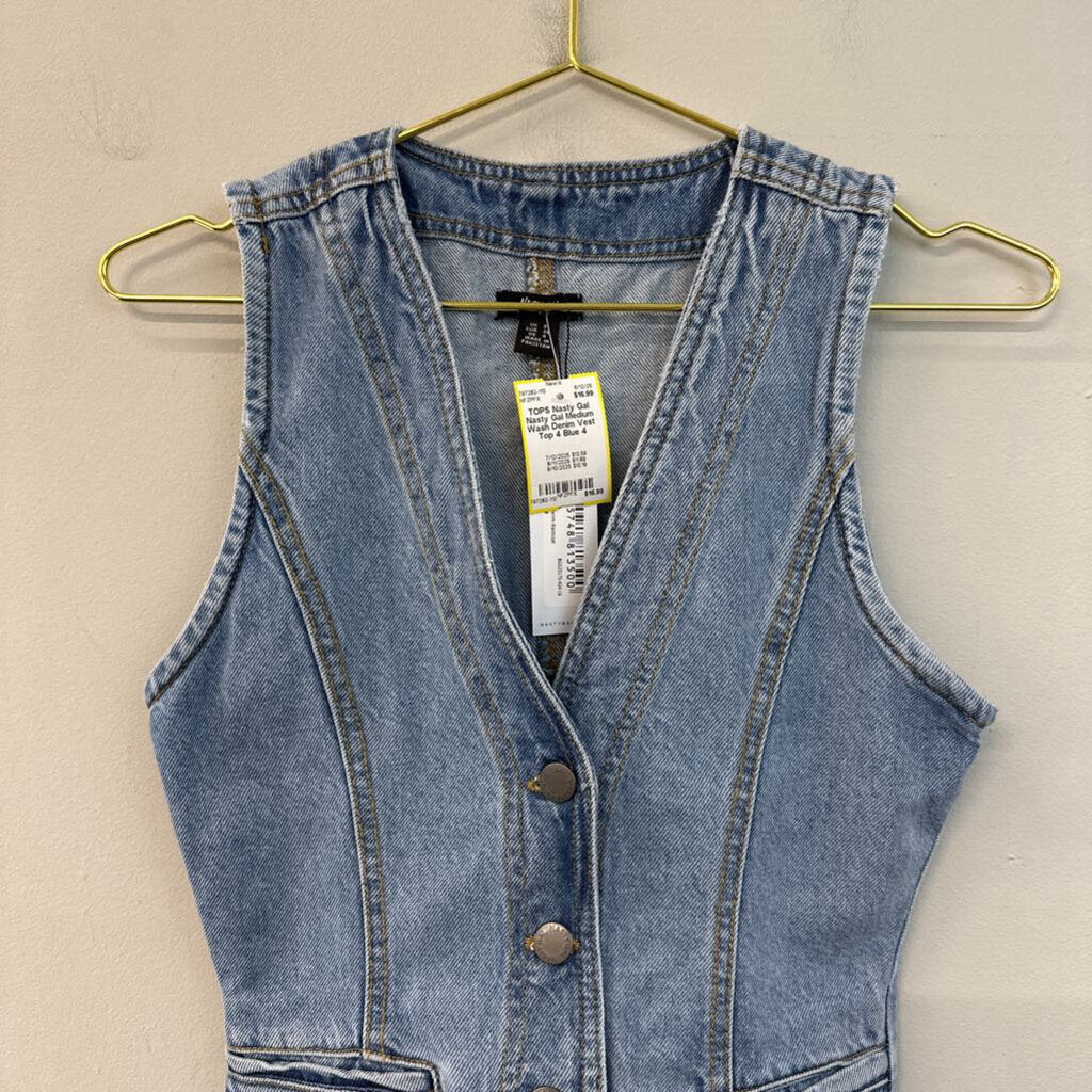 Nasty Gal Medium Wash Denim Vest Top 4