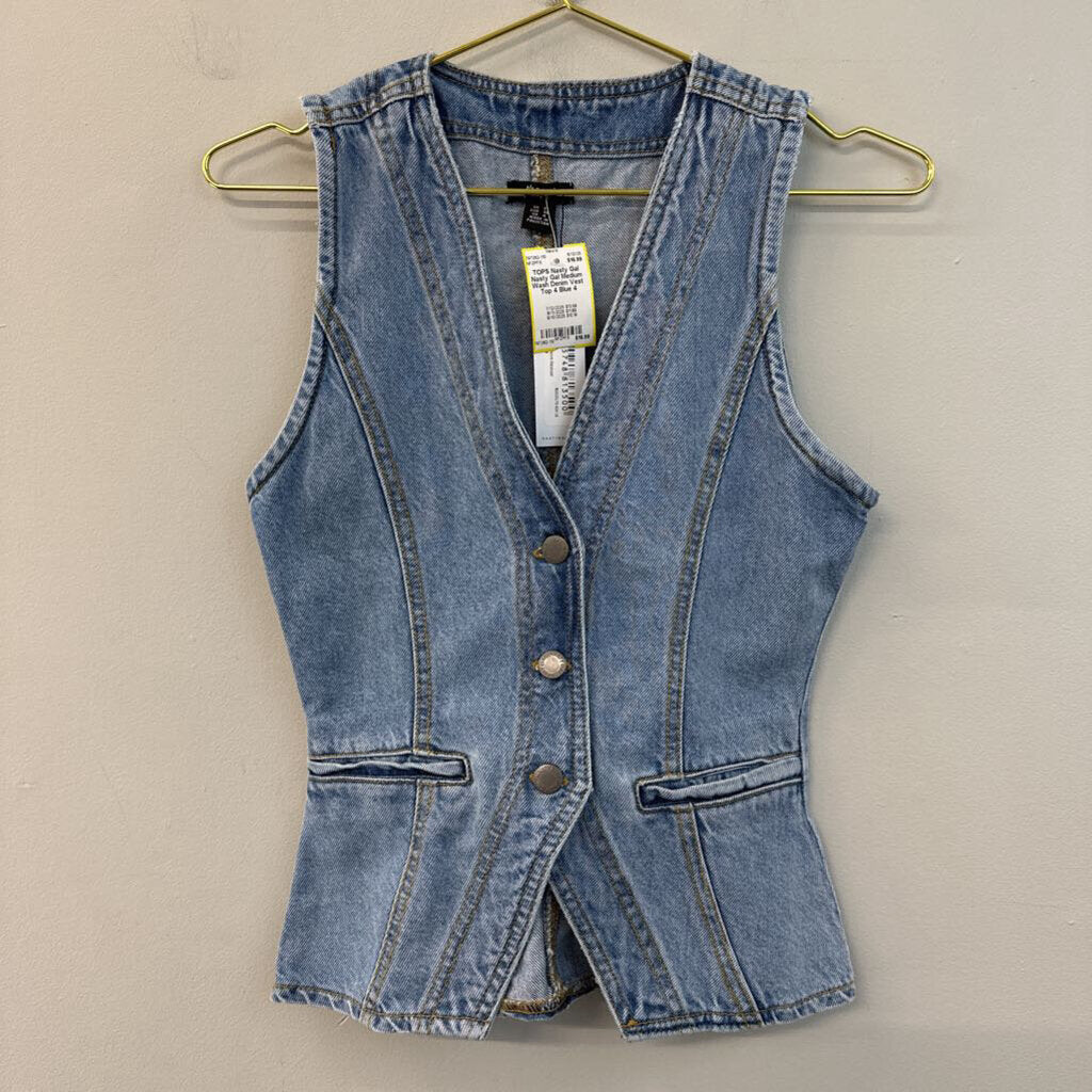 Nasty Gal Medium Wash Denim Vest Top 4