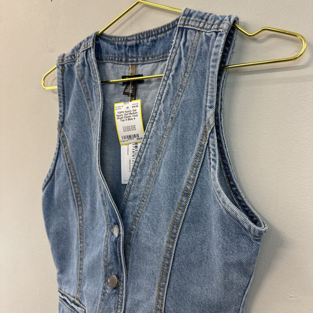 Nasty Gal Medium Wash Denim Vest Top 4