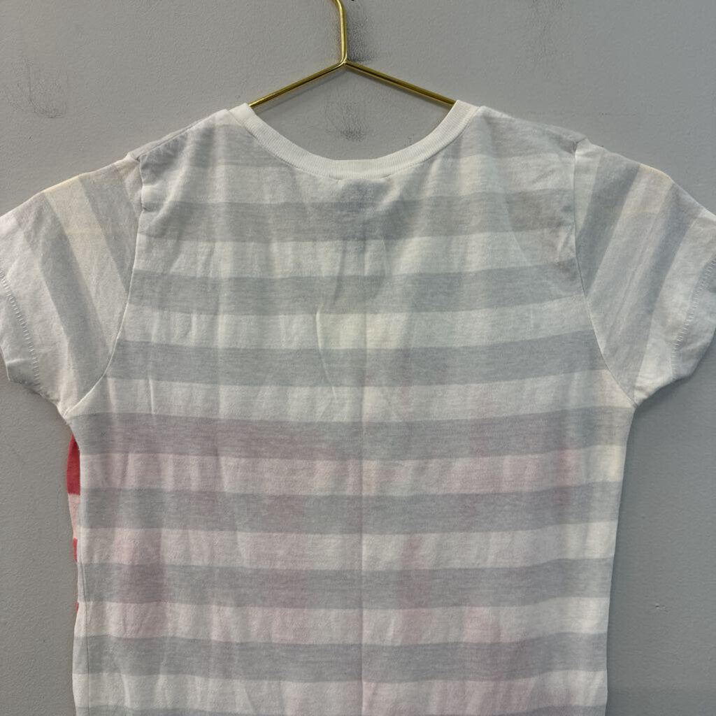 Alternative White/ Grey Striped The Police Short Sleeve Top Small