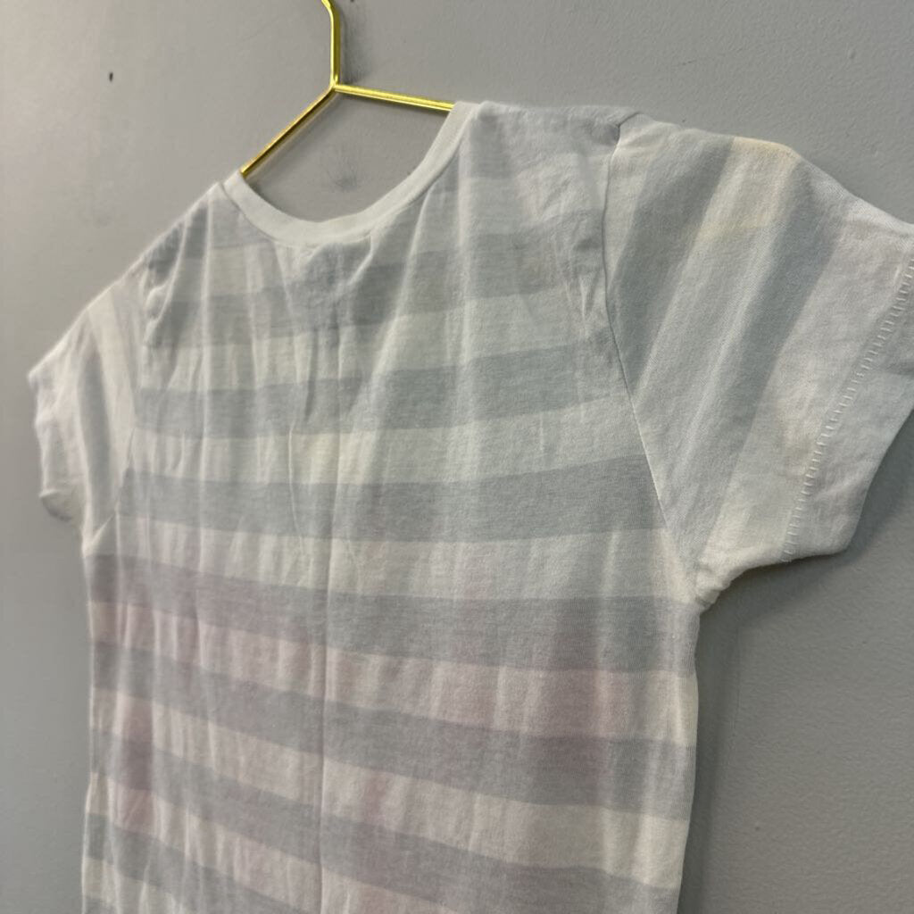 Alternative White/ Grey Striped The Police Short Sleeve Top Small