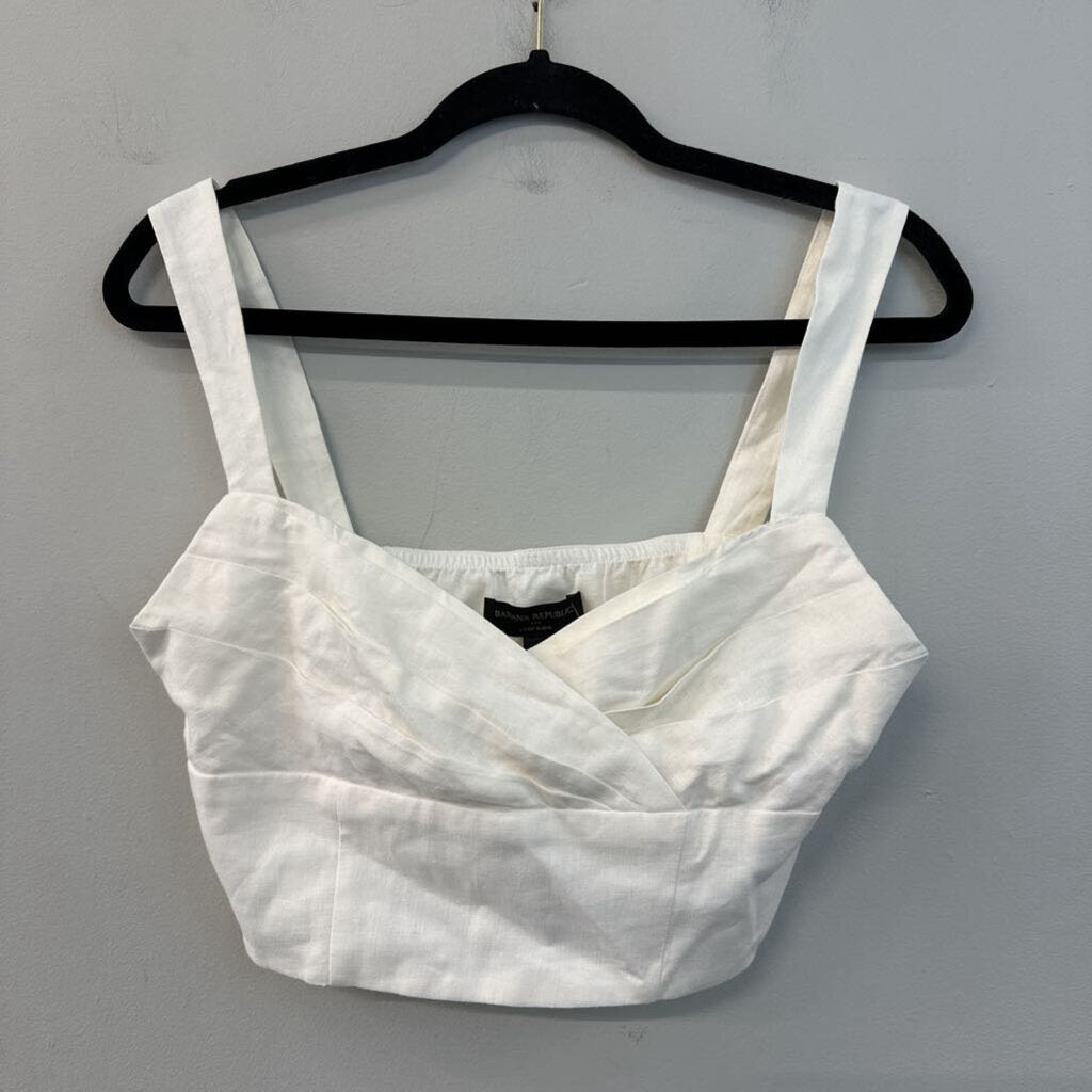 Banana Republic White Linen Blend Cropped Tank Top 4