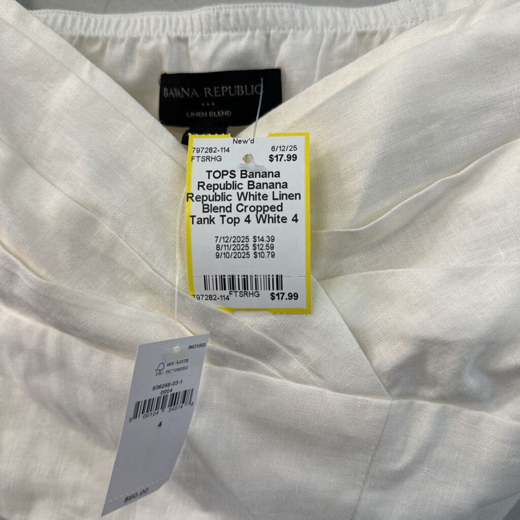 Banana Republic White Linen Blend Cropped Tank Top 4