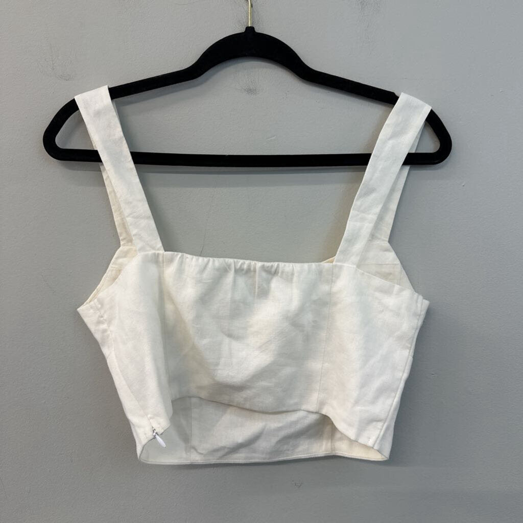 Banana Republic White Linen Blend Cropped Tank Top 4
