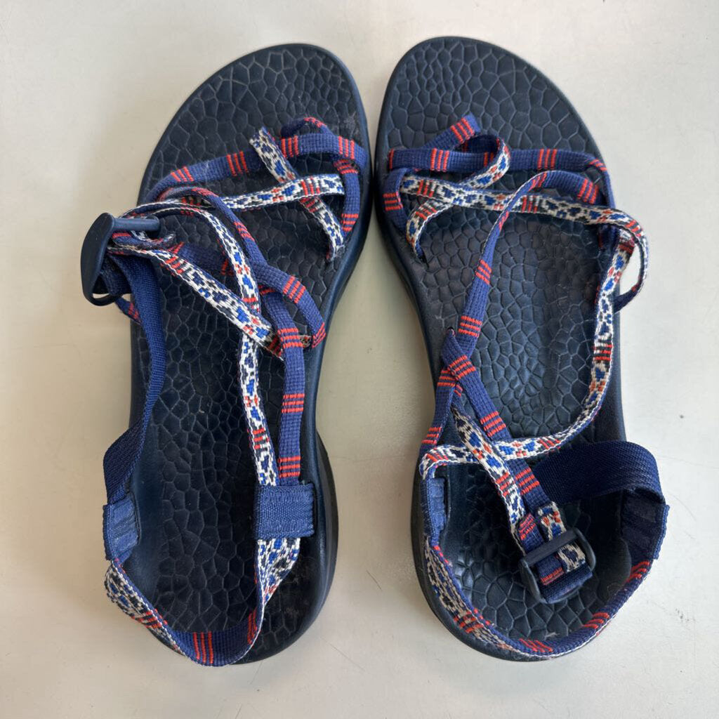 Chaco Red/ White/ Blue Strap Sandals 9