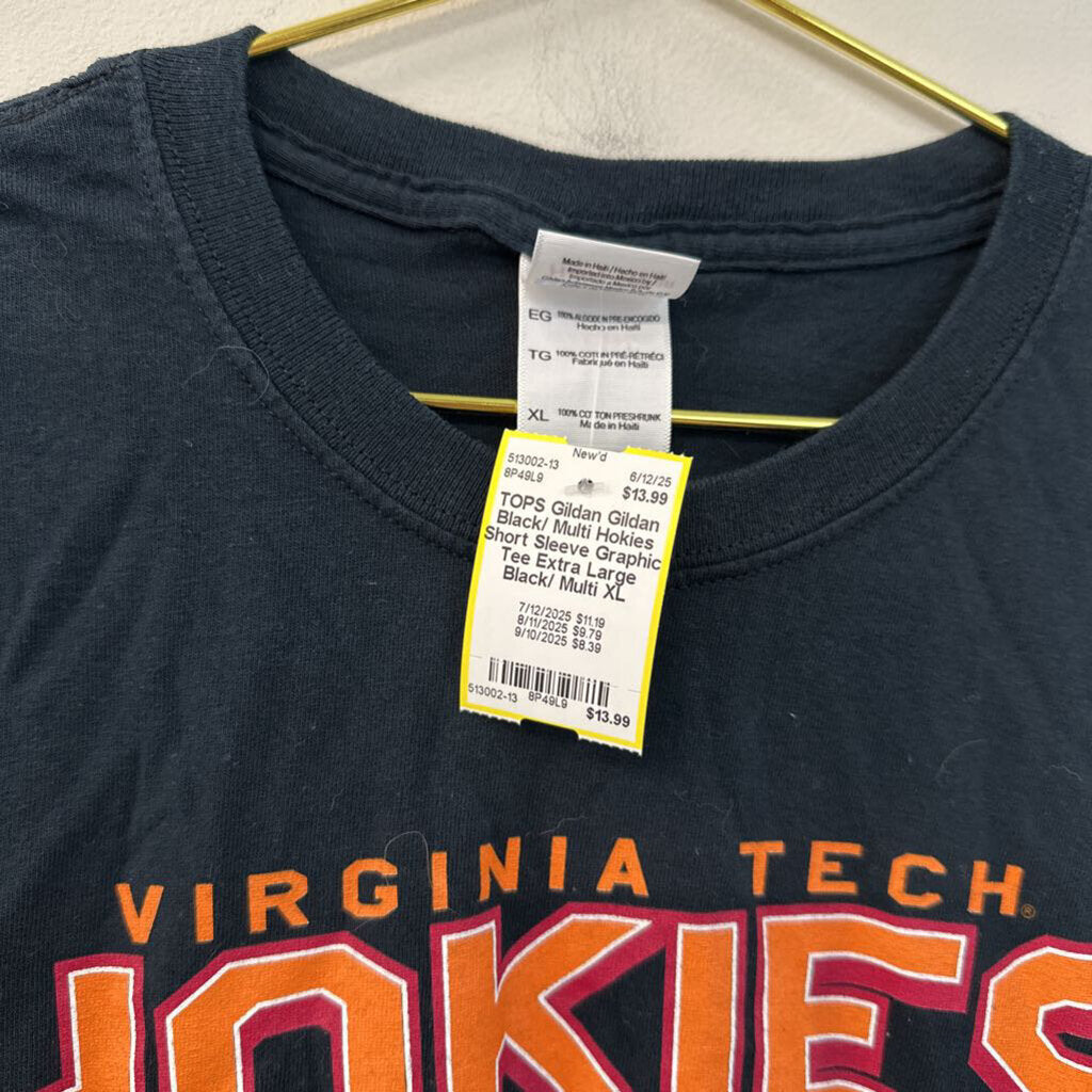 Gildan Black/ Multi Hokies Short Sleeve Graphic Tee Extra Large