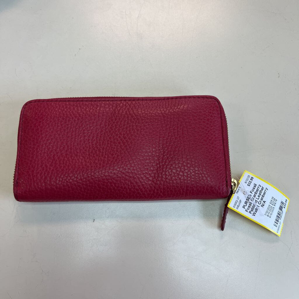 Fossil Cranberry Pebbled Leather Wallet