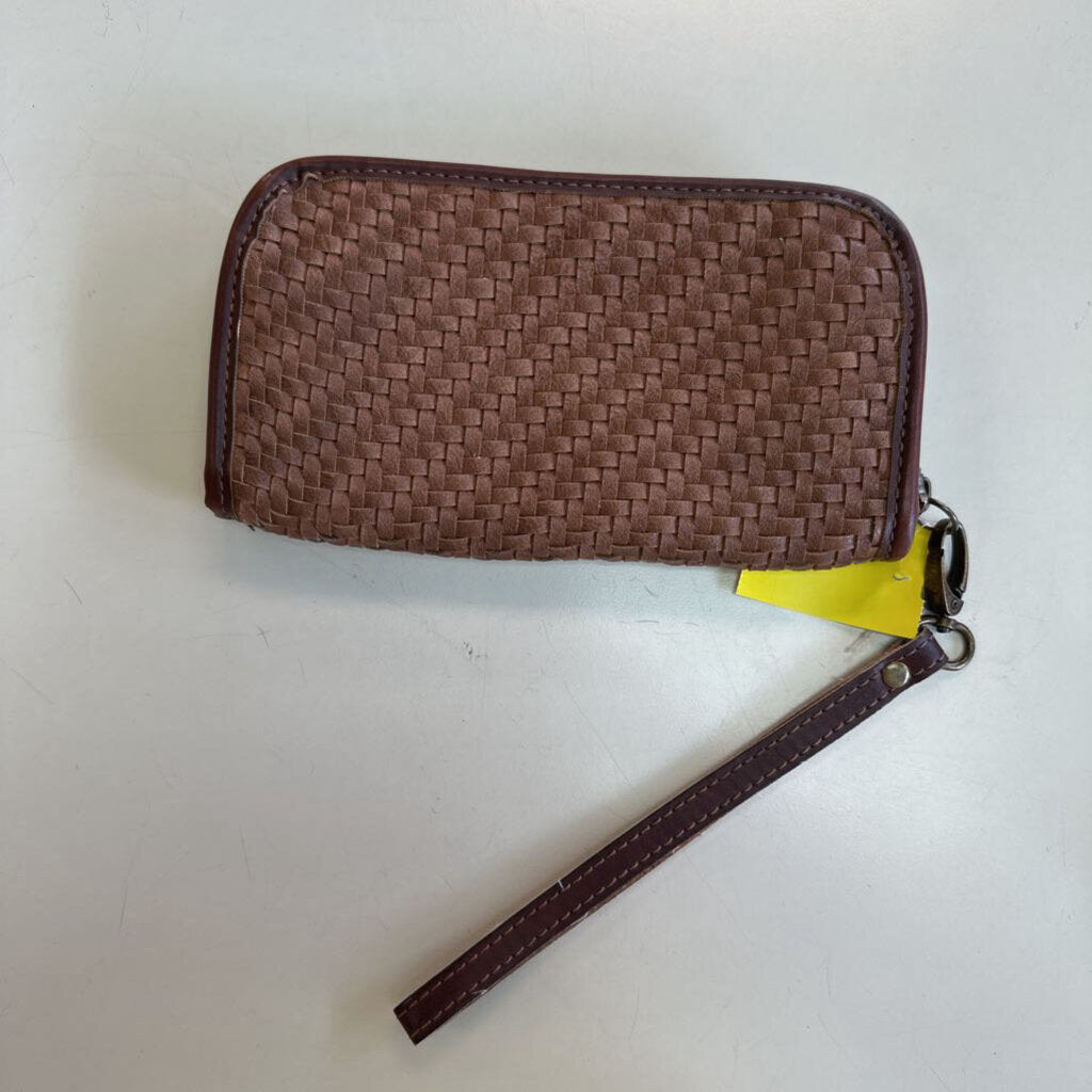 Altar'd State Brown Woven Leather Wristlet Wallet