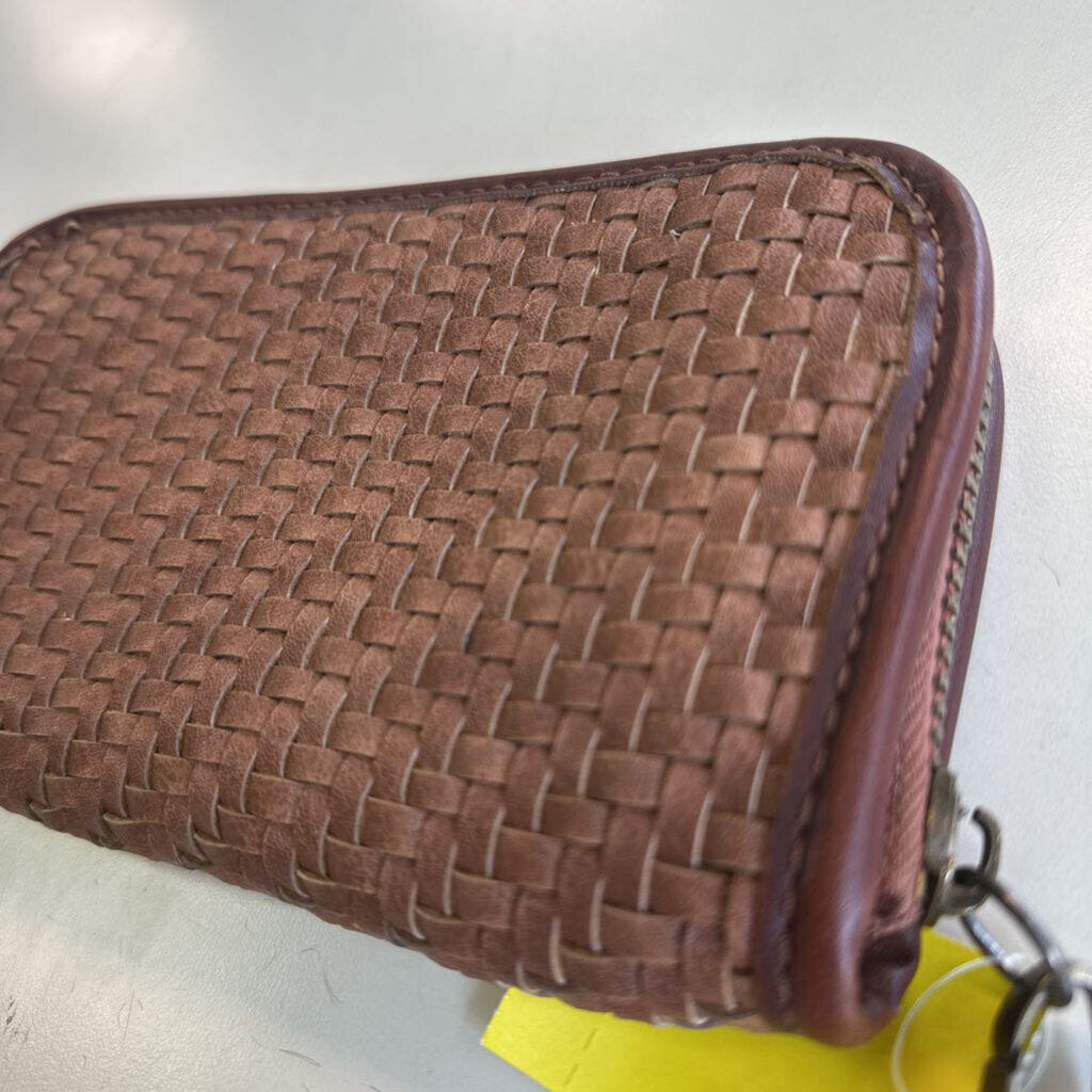 Altar'd State Brown Woven Leather Wristlet Wallet