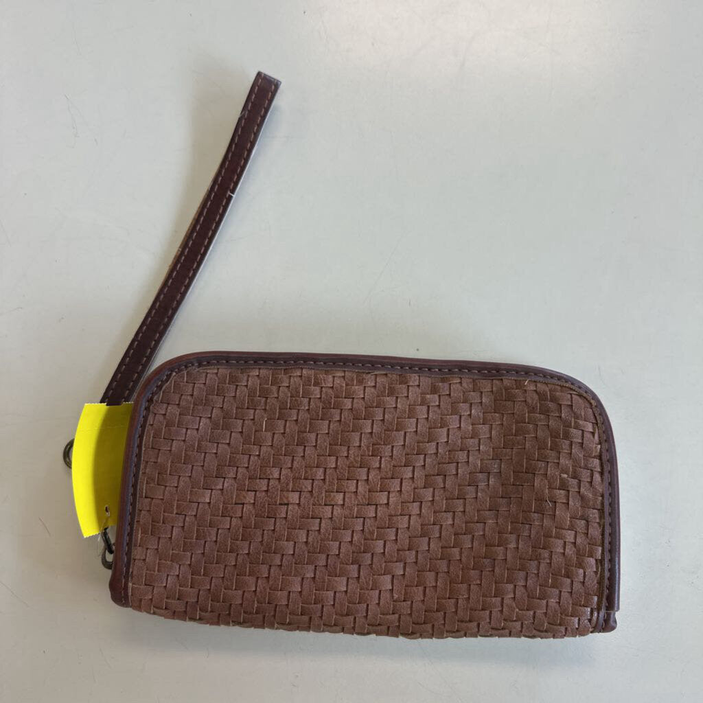 Altar'd State Brown Woven Leather Wristlet Wallet