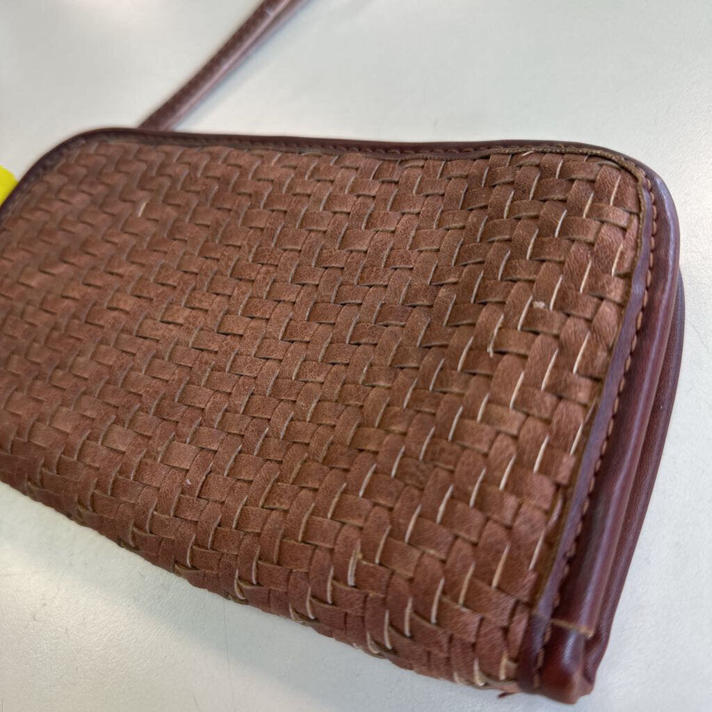 Altar'd State Brown Woven Leather Wristlet Wallet
