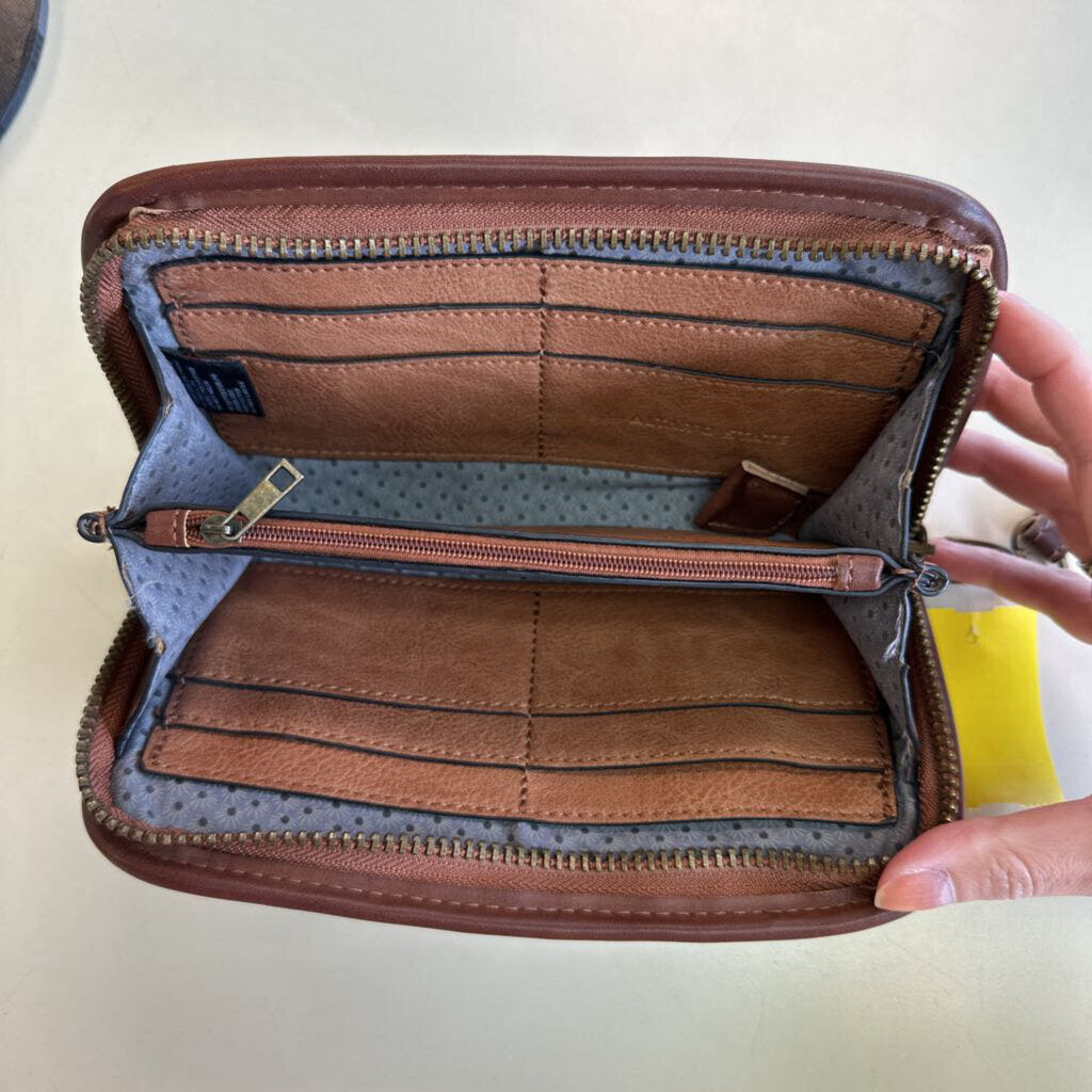 Altar'd State Brown Woven Leather Wristlet Wallet