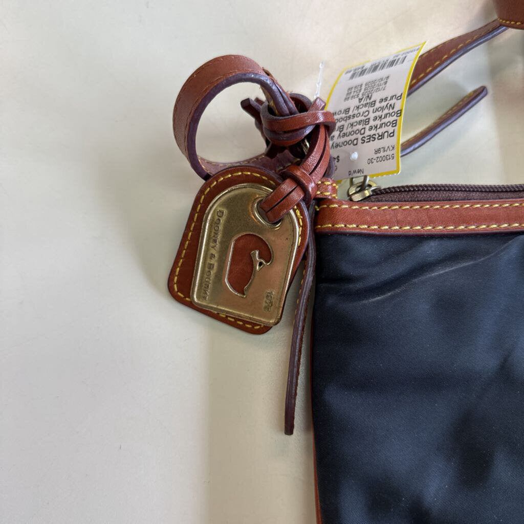 Dooney and Bourke Black/ Brown Nylon Crossbody Purse