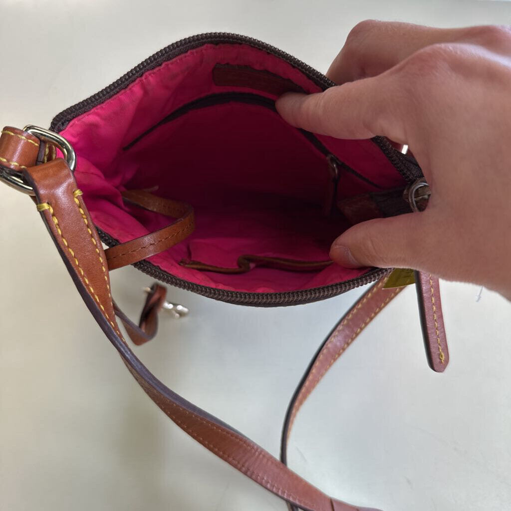 Dooney and Bourke Black/ Brown Nylon Crossbody Purse