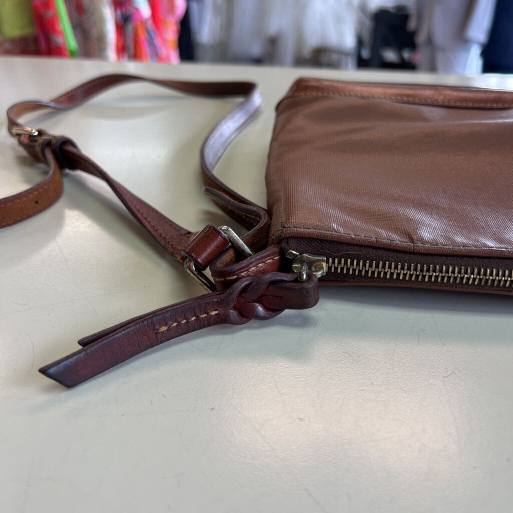 Dooney and Bourke Brown Textured Leather Detail Crossbody Purse