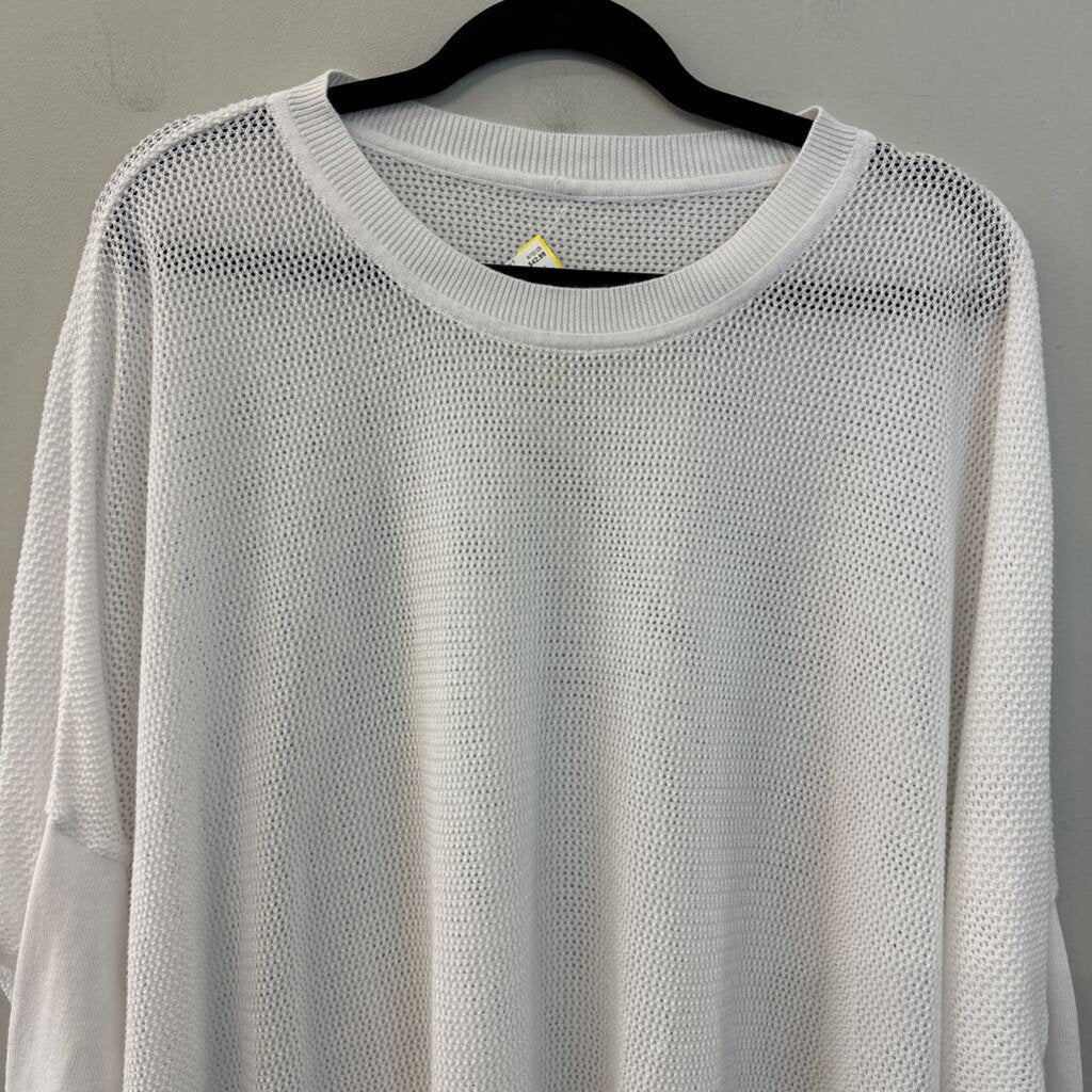 Planet by Lauren G White Open Knit Long Sleeve Top One Size