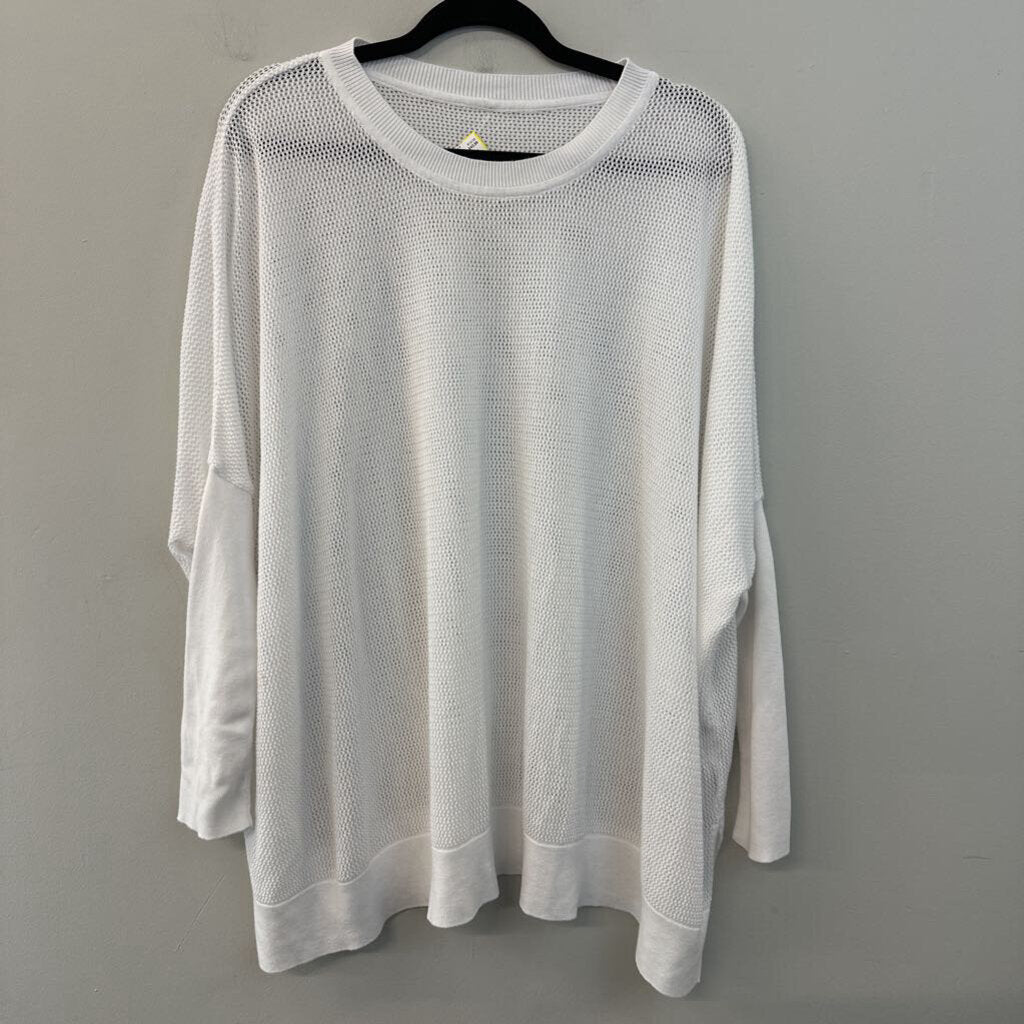 Planet by Lauren G White Open Knit Long Sleeve Top One Size
