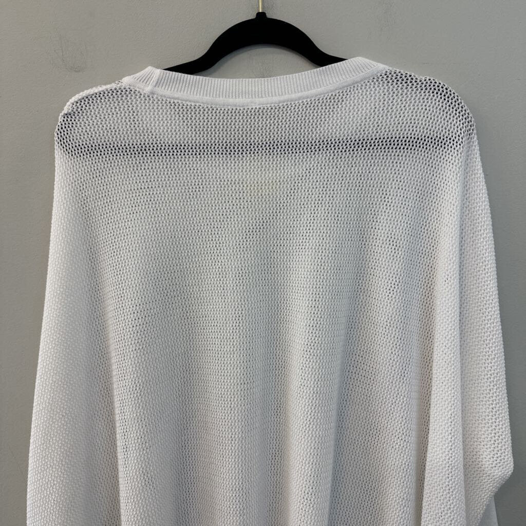 Planet by Lauren G White Open Knit Long Sleeve Top One Size