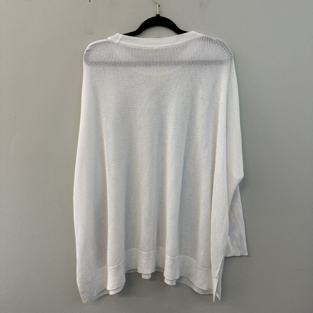 Planet by Lauren G White Open Knit Long Sleeve Top One Size