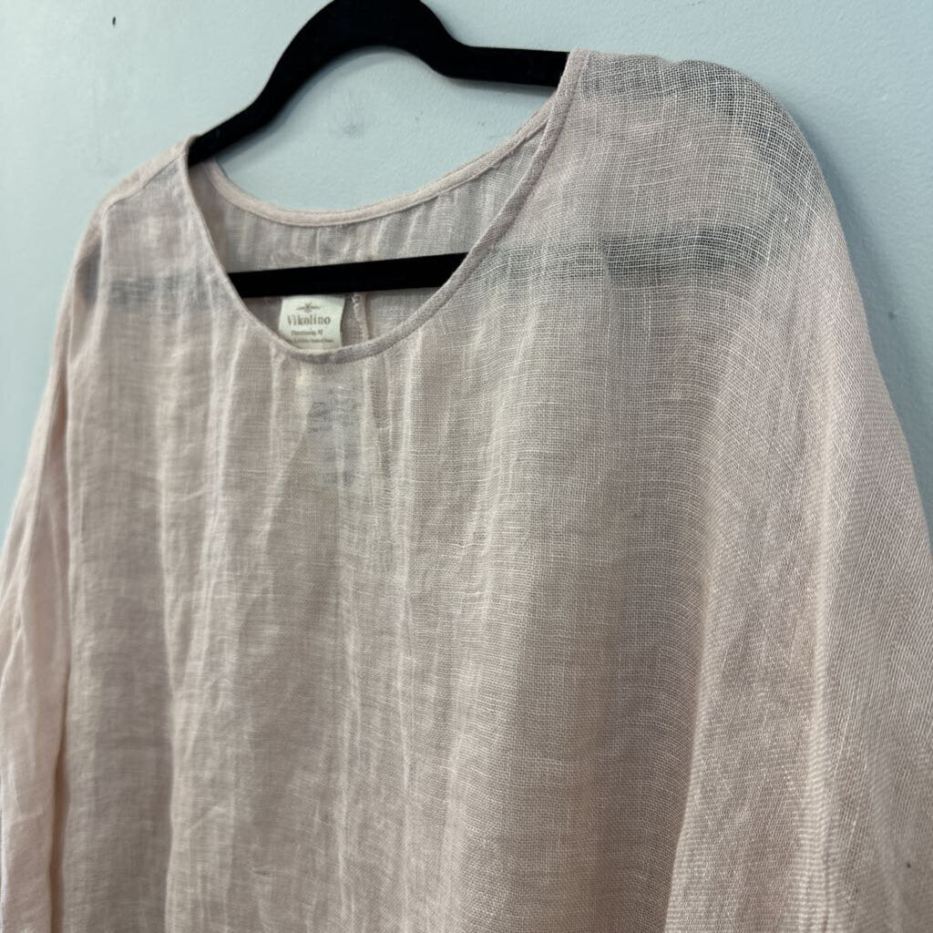 Vikolino Pink 100% Linen Poncho Top One Size