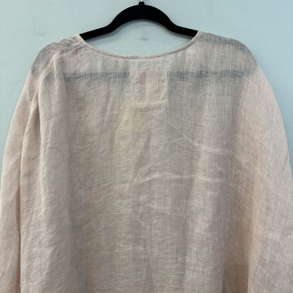 Vikolino Pink 100% Linen Poncho Top One Size