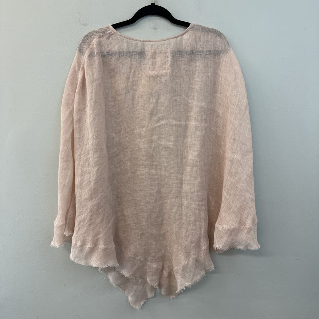 Vikolino Pink 100% Linen Poncho Top One Size