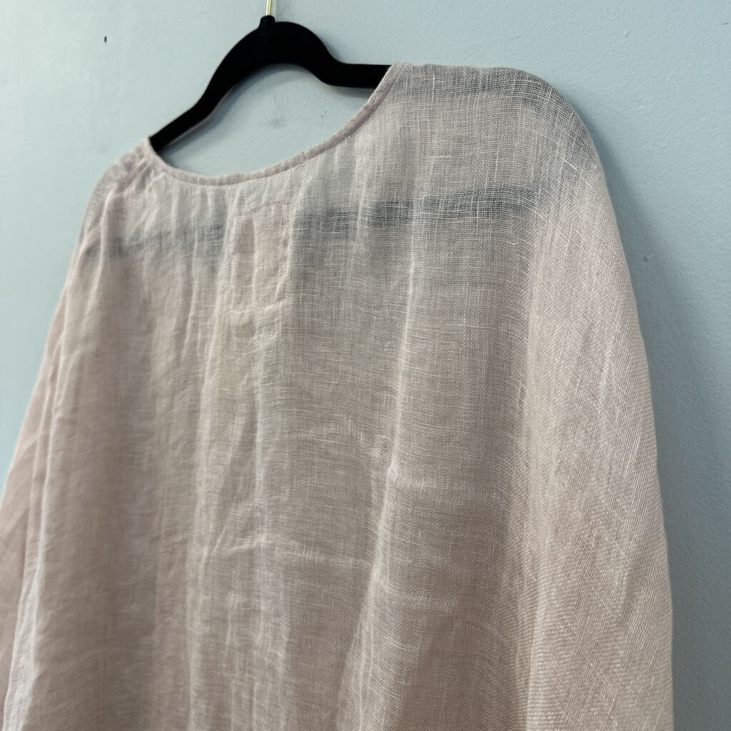 Vikolino Pink 100% Linen Poncho Top One Size